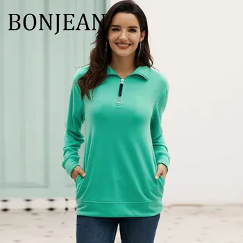 

Casual Sweatshirt for Women 2019 Autumn Clothing Long Sleeve Blue Tops and Pullovers Turtleneck Green Sweatshirts BJ1589