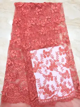 

Newest African Tulle Lace Fabrics With Stone Embroidery Net Lace African French Lace High Quality With Bead Wedding red