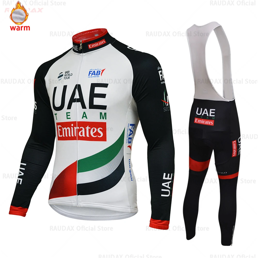 

Warm Thermal Cycling Jersey 2019 Pro Team Uae Winter Fleece Cycling Clothing MTB Cycling Bib Pants Set Ropa Ciclismo Triathlon