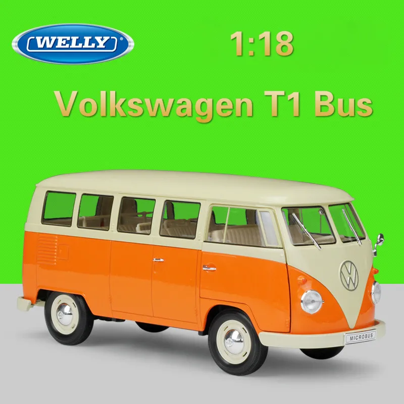 Металлическая Модель WELLY 1:18 автомобиль Volkswagen Van ретро принт T1 автобус литой