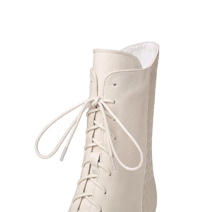 QUTAA/ г. Универсальная женская обувь на молнии и квадратном каблуке осенне-зимние ботинки до середины икры из искусственной кожи с квадратным носком размер 34-42