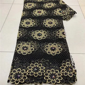 

african lace fabrics 2020 high quality guipure lace latest dry lace fabric nigerian milk slik black lace fabrics