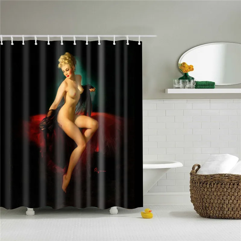 Сексуальная Женская печатная занавеска для душа s занавеска для ванной комнаты ткань смешная Водонепроницаемая макраме экран Домашний Декор Бохо с подвесным кольцом