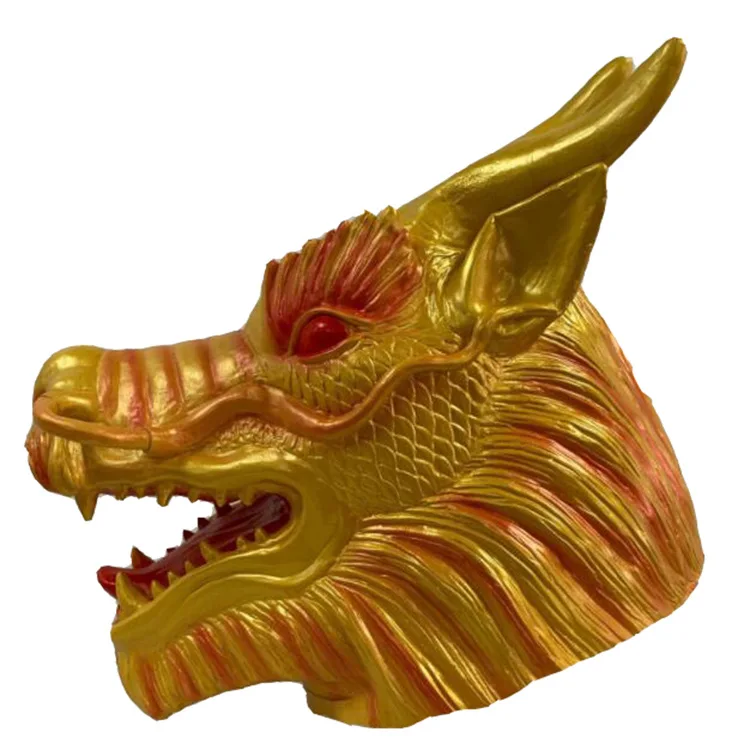 Китайская Золотая маска дракона Хэллоуин ужас Латекс Косплей маска мяч вечерние бар реквизит