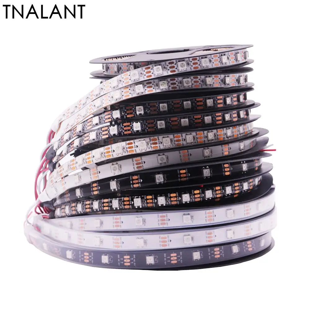 

WS2812B WS2812 Led Strip Individually Addressable Smart RGB Led Strip, IP30/65/67Waterproof Black/White PCB DC5V 1-5M