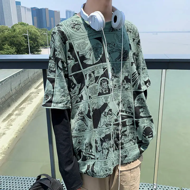 Футболка мужская с мультипликационным принтом крутая тенниска в стиле хип-хоп