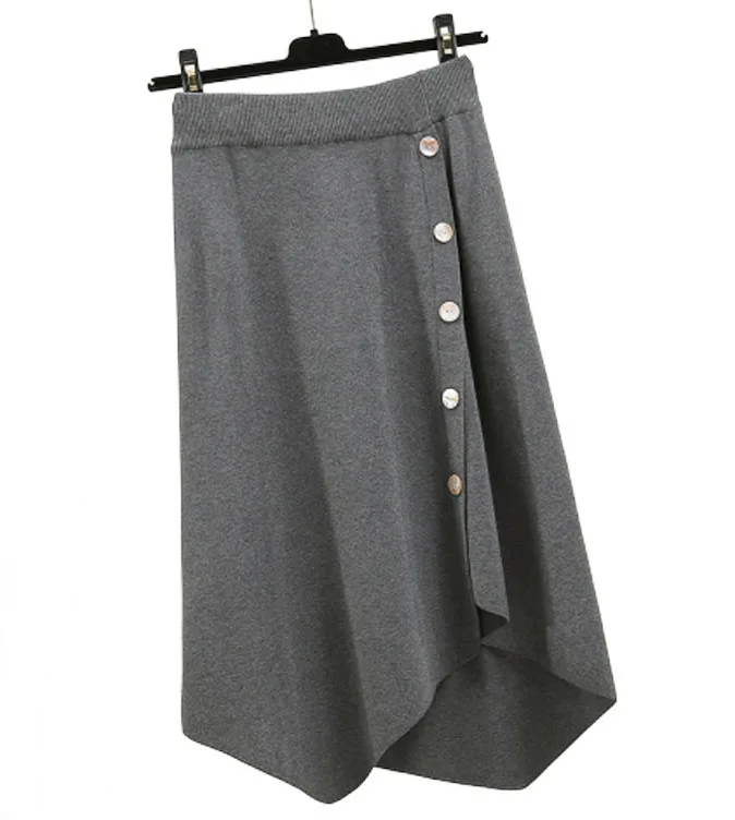 Осень зима новые женские трикотажные юбки женские элегантные Асимметричные линии сексуальная юбка