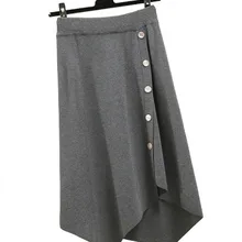 Осень зима новые женские трикотажные юбки женские элегантные Асимметричные линии сексуальная юбка