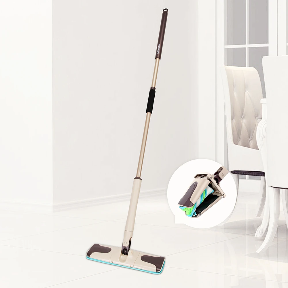 

360 Degree Squeeze Mop Manual Extrusion Flat Floor Mops With Replace Cloth Heads Hand-free Wash Household Lazy Mop Home Cleaning