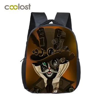 

Cool Steampunk Kindergarten Backpack Dog Rottweiler Children School Bags Boys Girls Cat Backpacks Kids Bag mochila infantil