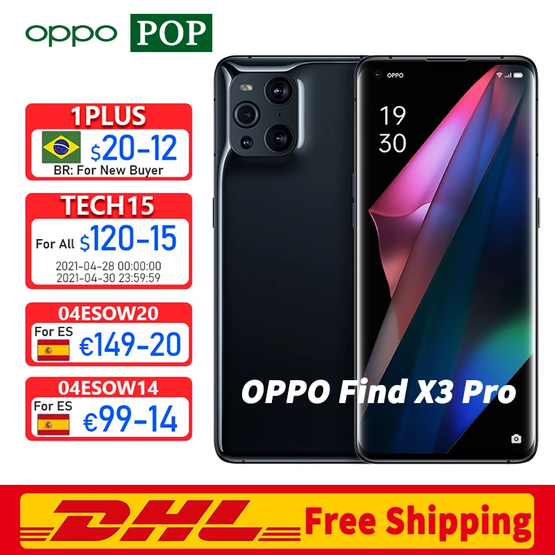 OPPO encuentra X3 Pro 5G teléfono móvil 6,7 pulgadas Snapdragon 888 Octa Core 8GB RAM 256GB ROM 65W superllamativas cargo en la pantalla