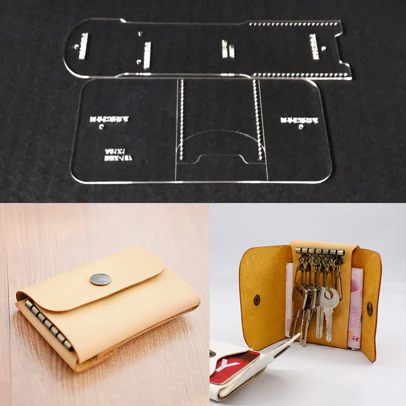 

Acrylic Stencil 1 Set DIY Zero wallet key bag Template Leather Craft Sewing Pattern Accessories