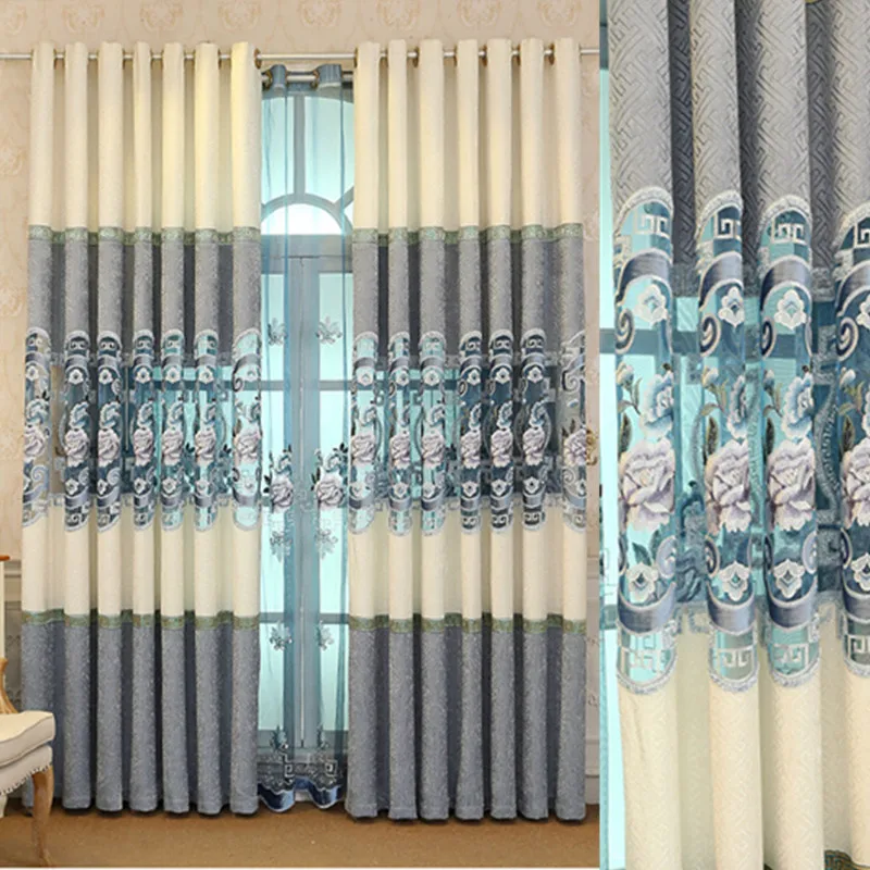 Европейские Роскошные занавески с вышивкой для спальни высококачественные