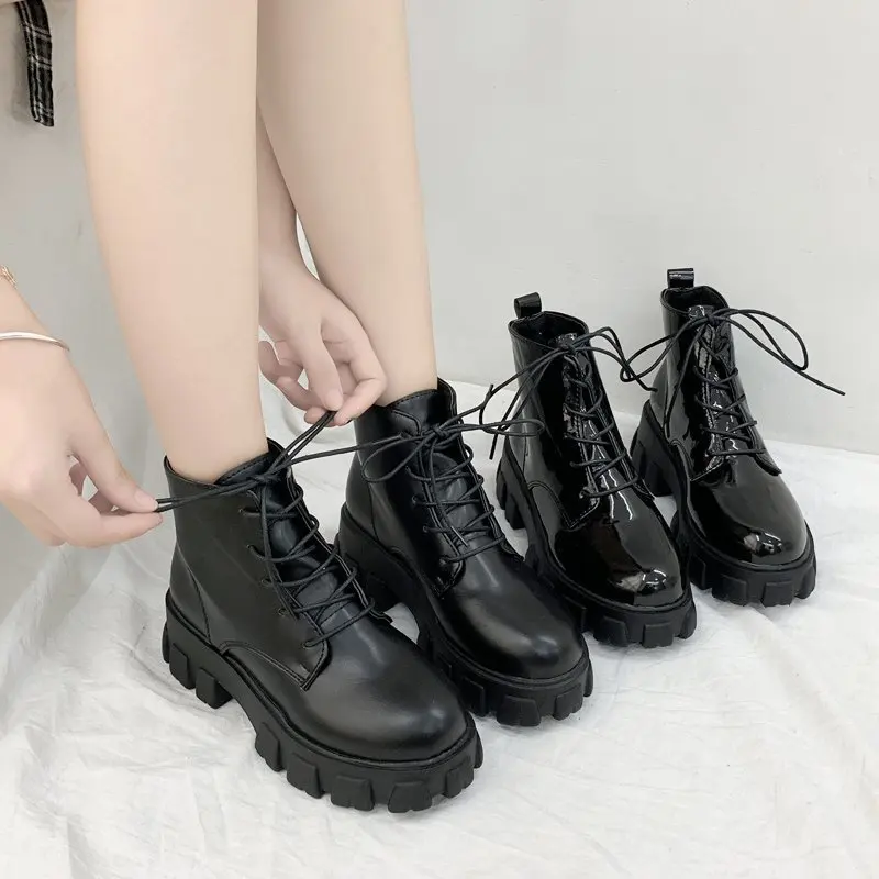 Zapatos de Rock para mujer, botines de media pantorrilla, botas de diseñador de lujo, botines de tacón bajo con punta redonda, botines cortos a media altura, 2020