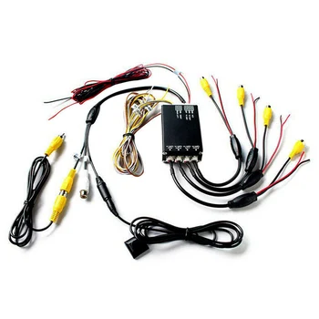 

4 Cameras ABS Channel Converter Box Front Rear 1 Hook-up Wire Image Switch Safety Driving System Video Control Universal Fit