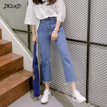 

Washed Jeans Women Fashion High Waist Skinny Flare Pants Female Korean Boyfriend Style Denim Ankle-Length Pants