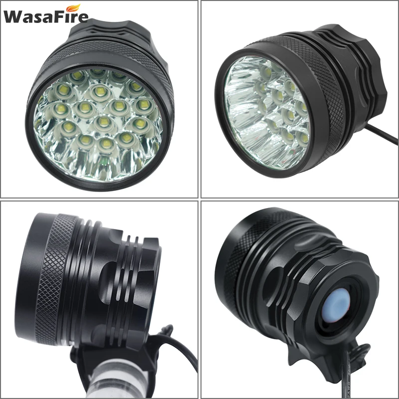 WasaFire XML-T6 Bike Light 40000 Lumen 16 LEDs Bicycle Light Cycling Front Headlight Head Lamp for Riding with 9600mAh Battery