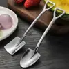 Retro shovel Flat coffee Tea Ice cream Metal spoon Gift creative Bar stainless steel 304 dessert Spoons Set Housewares kitchen ► Photo 2/6