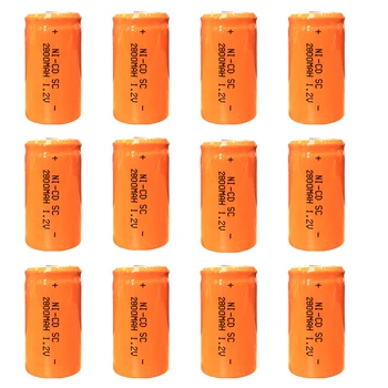 

12pcs high quality SC 2800mah nickel cadmium 1.2V batteries, rechargeable batteries for electric drill screwdriver power tools