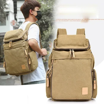 

Outdoor Climbing Bag Korean Style Men Backpack Vintage Women Canvas Packsack Large Capacity Travel Bag Waterproof Knapsack