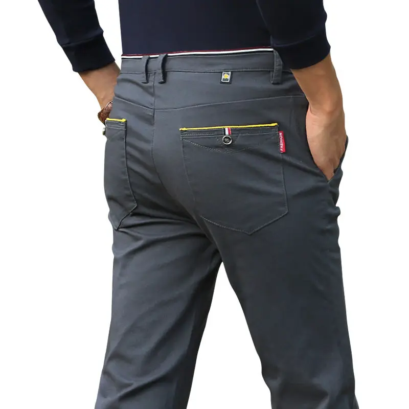 Осенние новые мужские повседневные брюки мужские корейские трендовые тонкие прямые Молодежные деловые мужские брюки повседневные брюки - Цвет: Темно-серый