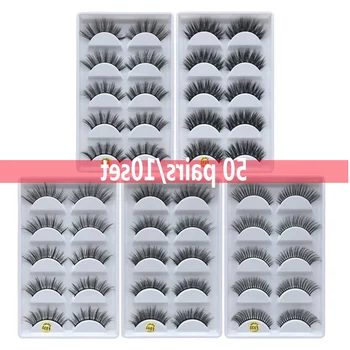 

50 pairs 3d mink lashes wholesale Wispy 100% Hand-made Silk Crisscross Thick Charming and Elegant Mink False Eyelashes extension