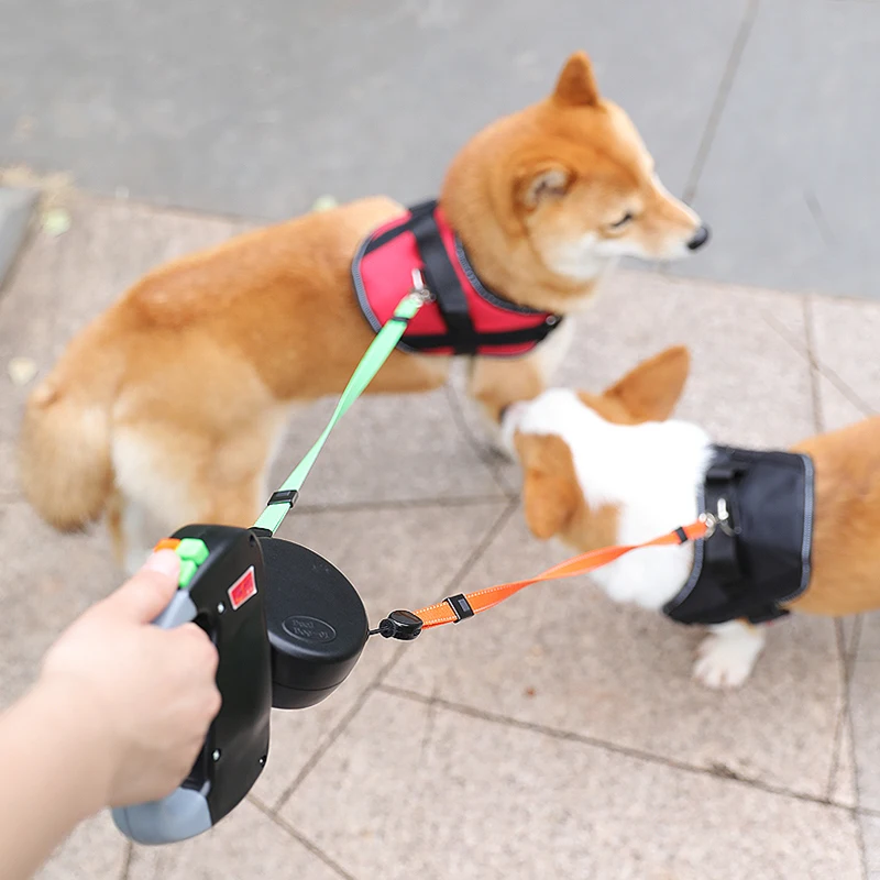 Рулетка для собак Leashes Pitbull 2 в 1 Выдвижная двойная Гибкая немецкая овчарка