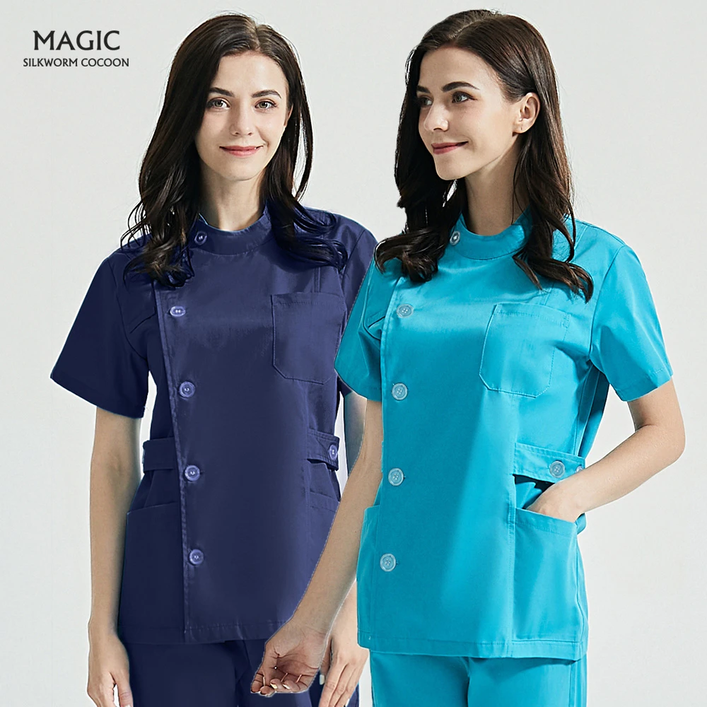 Conjunto de de trabajo con cuello V para mujer, uniforme de Spa, top de aseo para mascotas, salón de belleza|Uniforme de enfermera| - AliExpress