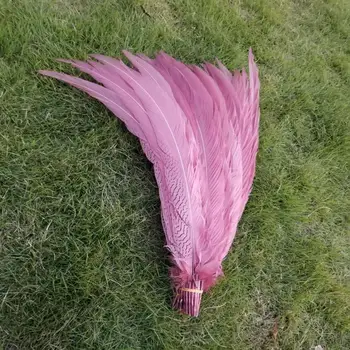 

Wholesale Pretty 50/100pcs Taro Milk Natural Silver Pheasant Tail Feather 40-80cm/16-32inch stage celebration DIY decoration