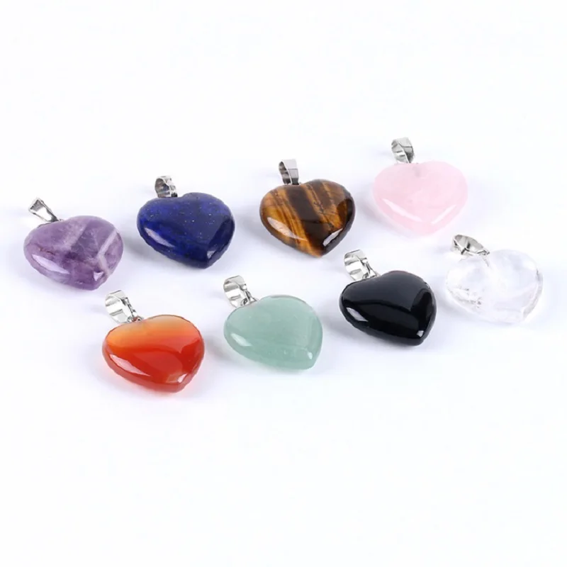 

1PC Natural Crystal Amethyst Love Heart Pendant Quartz Crystal Mineral Jewelry Stone Crafts Couple Decoration Gift Jewelry Women