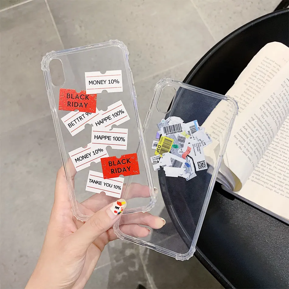 

New Barcode label transparent phone case for iphone 11 Pro Max X XS MAX XR 7 8 6 S 6S plus clear tpu soft cover coque capas