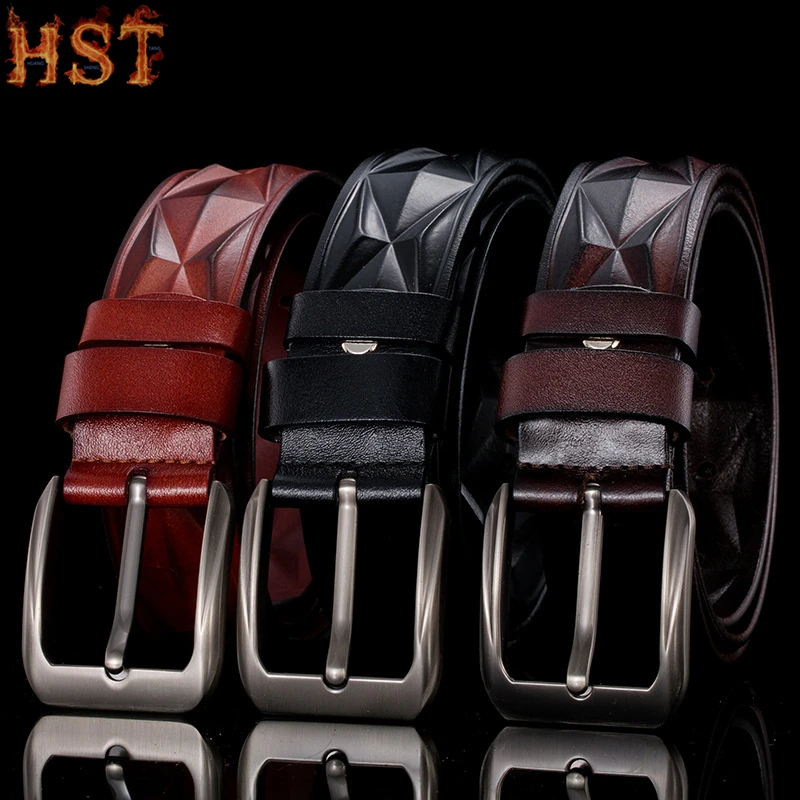 Men's Embossing pattern Genuine Leather belt fashion alloy automatic buckle high quality Business Casual Vintage Wild men's |