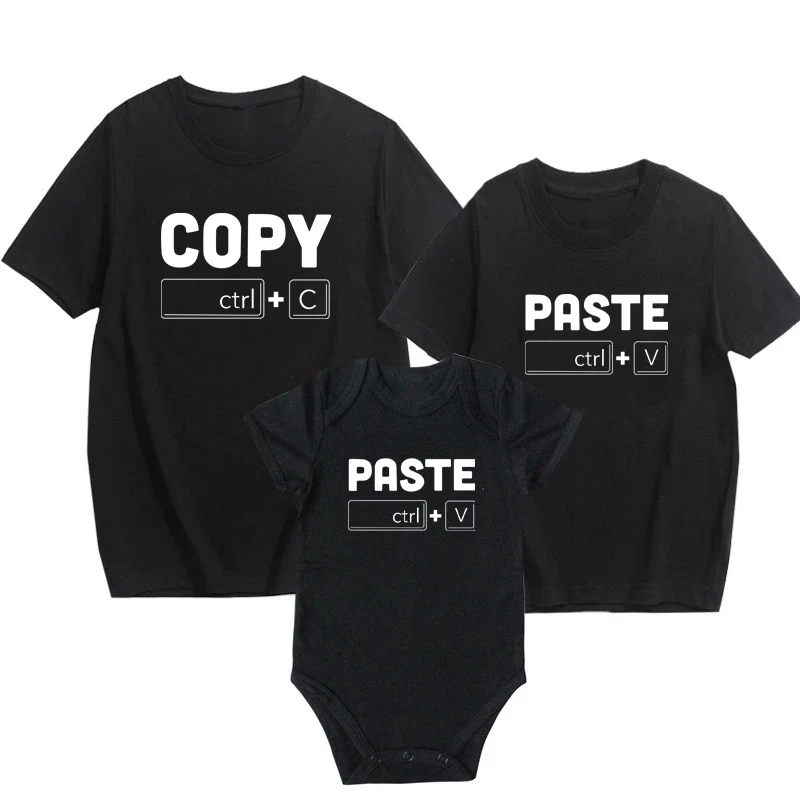 Copy Paste Ctrl C Ctrl V Family Matching Outfits Summer Cotton Father and Daughter Son Family Look Tshirts Father's Day Gifts