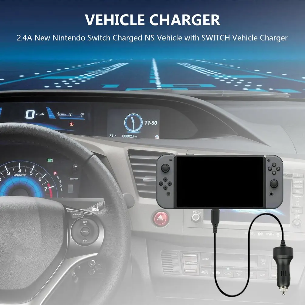 

For for Nintend Switch High Speed Car Charger 5V 2.4A USB Type-C Charging Power Adapter
