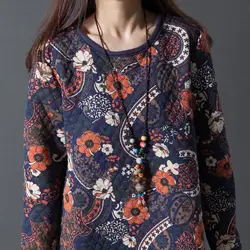 2016 осенне-зимний пуловер свободного кроя в винтажном стиле с буквенным и художественным принтом большого размера толстое платье с