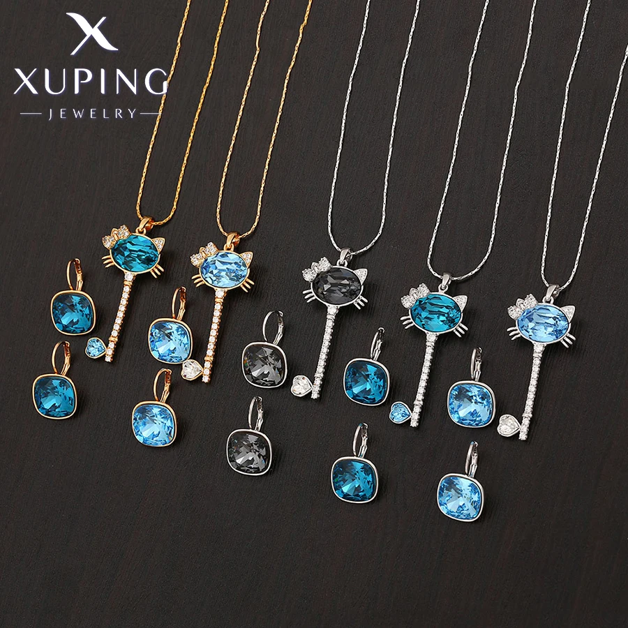 Xuping Sieraden Nieuwe Collectie Luxe Mooie Key Hanger En Earring Crystal Sieraden Set Vrouwen Party Gift 60182