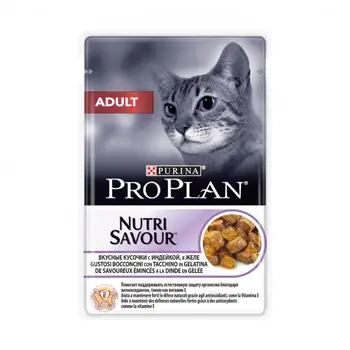 

Влажный корм Purina Pro Plan , для взрослых кошек, с индейкой, желе, 24 шт x 85 г