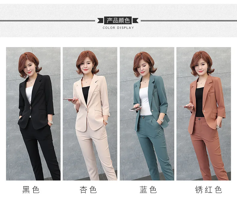 Vintage Autumn Winter Thicken Women Pant Suit Light Green Notched Blazer Jacket& Pant Office Wear Women Suits Female Sets
