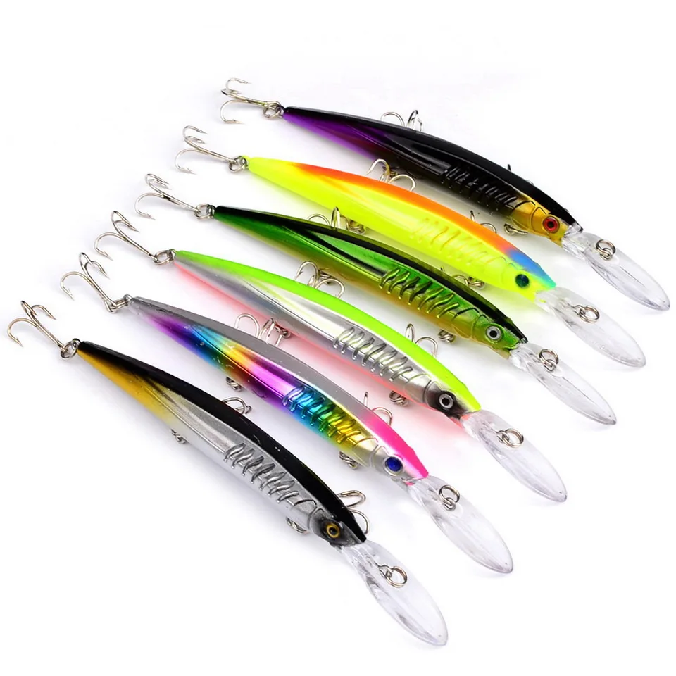 Künstlicher harter Köder zum Hechtangeln, schwarzer Minnow-Köder, 152 mm, 12 g, mit 6 Stück # Haken Wobbler Karpfen Angelgerät Kurbelköder – Detail 12