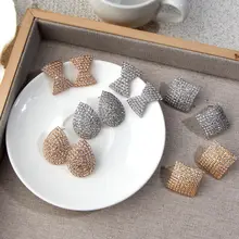 Flatfoosie Роскошные серьги-гвоздики с кристаллами для женщин и девушек геометрический глянцевый золотистый Серебристый цвет массивные серьги модные ювелирные изделия