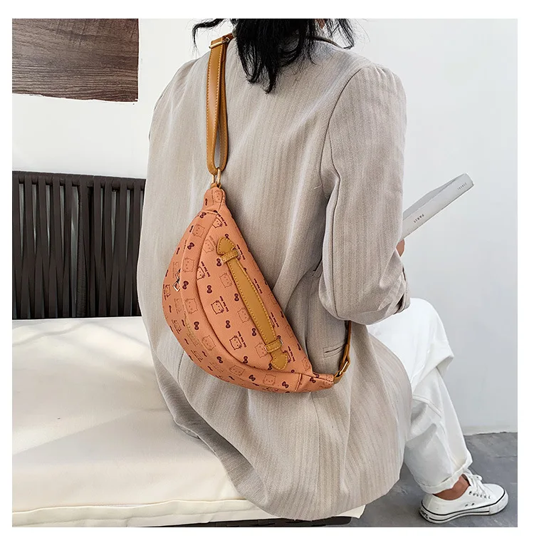 Роскошная Брендовая женская поясная сумка высокого качества из искусственной кожи сумка с нагрудным ремнем женские сумки через плечо с мультяшным принтом поясная сумка