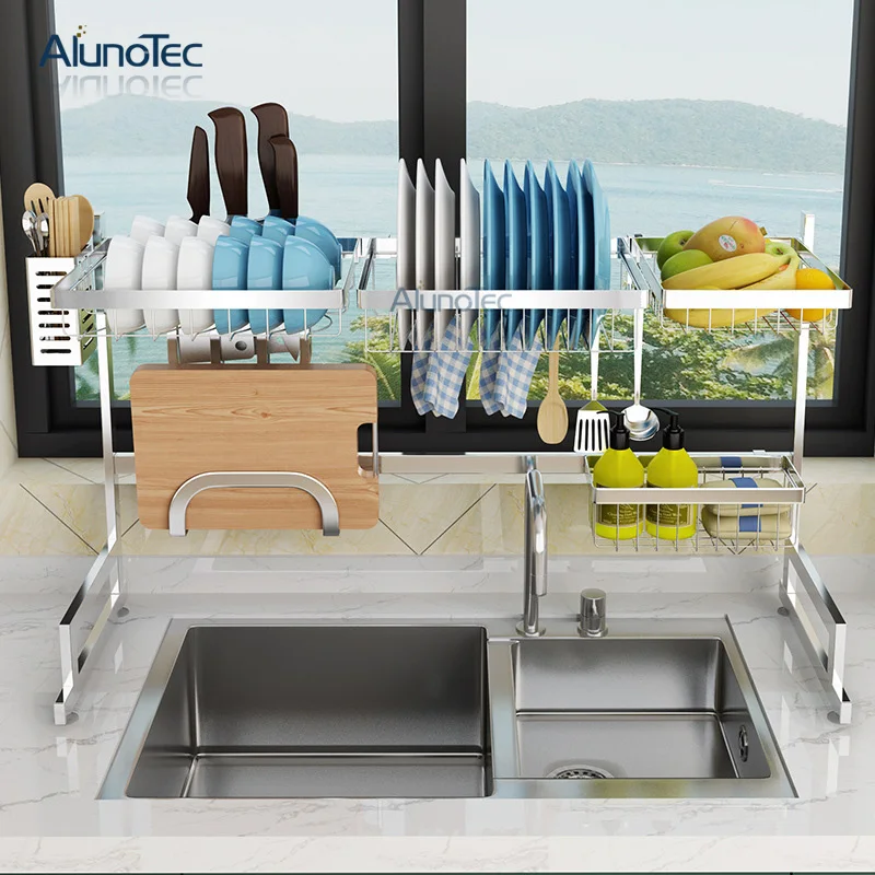 

2 Layer Drying Holder Storage Shelf Stand 85cm Kitchen Metal Organizer Spice Rack Dish Dryer