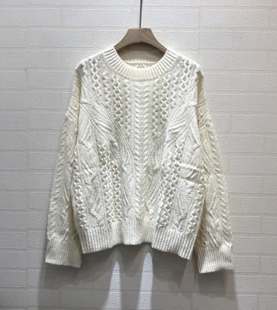 

2020 Autumn High Quality Women Cashmere Thread O neck Loose Knit Pullover Sweater