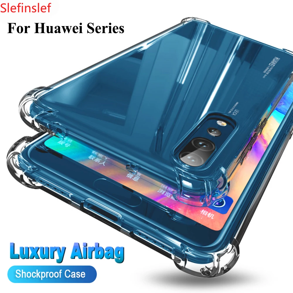 Противоударный чехол для Huawei P40 P30 P20 Lite E Pro P Smart 2019 Z прозрачный роскошный