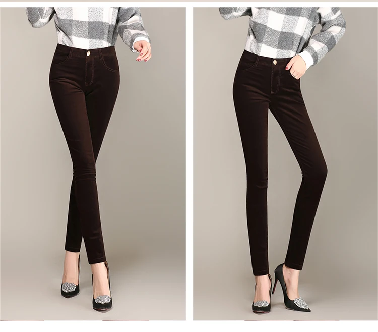 Spring Velvet High waist pants corduroy pants trousers straight trousers stretch Slim large size 28-38 DC175