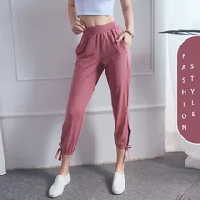 Женские спортивные штаны для бега, йоги, пуш-ап, тренировочные штаны для хип-хопа, дышащие спортивные Леггинсы для тренировок, штаны на шнуровке для спортзала