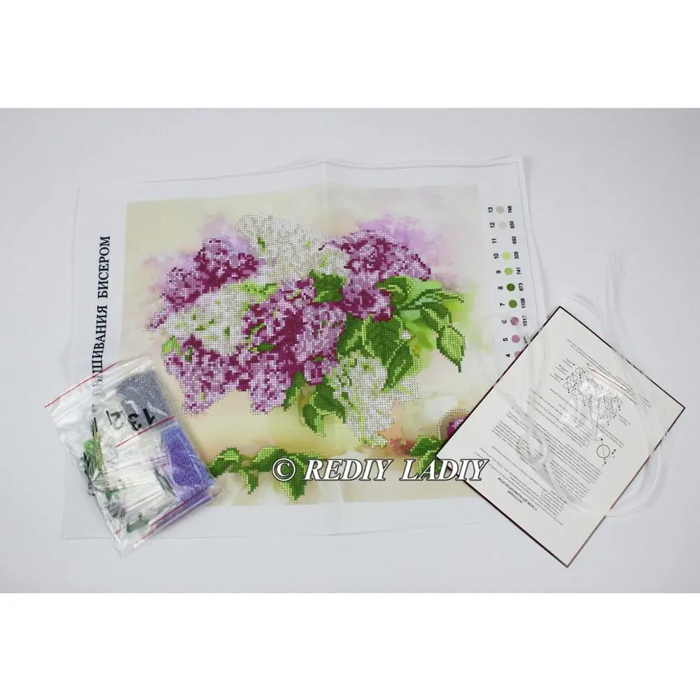 DIY Beaded Embroidery Kits Purple Lilacs Love Needlework High Quality Beads Partial Crystal Beaded Cross Stitch Hobby& Crafts