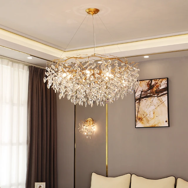 Nordic Gold Kristall Kronleuchter Beleuchtung Moderne Große Lustre LED  Decke Kronleuchter Loft Art Hängende Lampe für Wohnzimmer Lüster -  AliExpress
