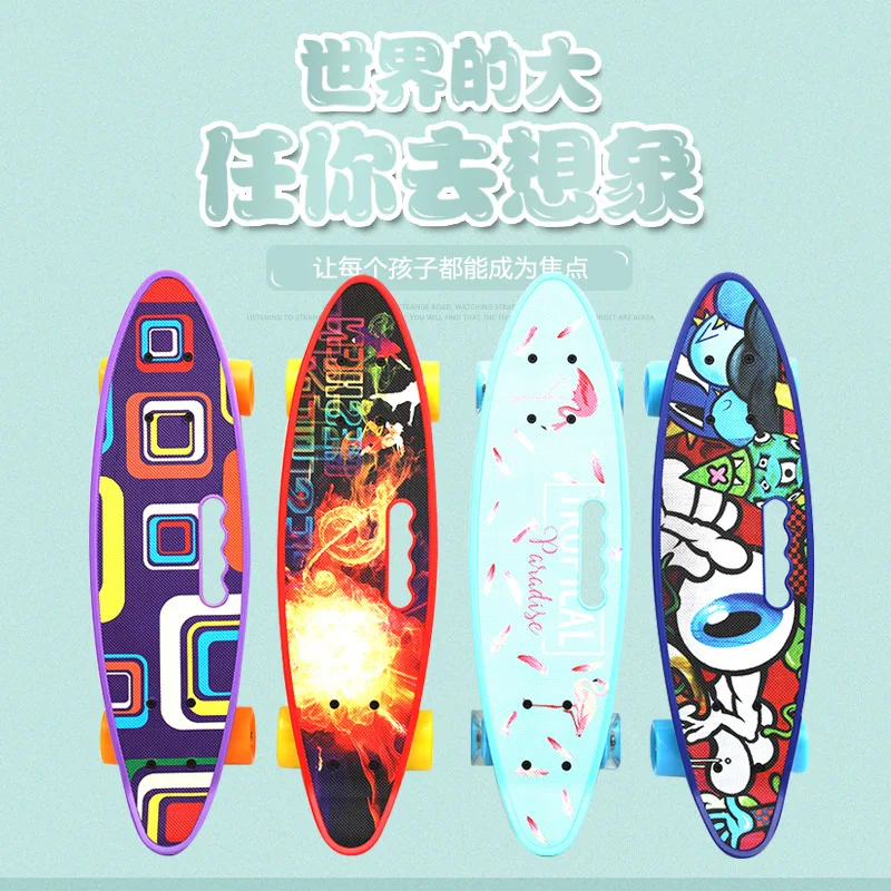 

Men And Women Children Teenager Beginners Kids Scooter Multi-color Selectable Four Wheel Flash Skateboard Export