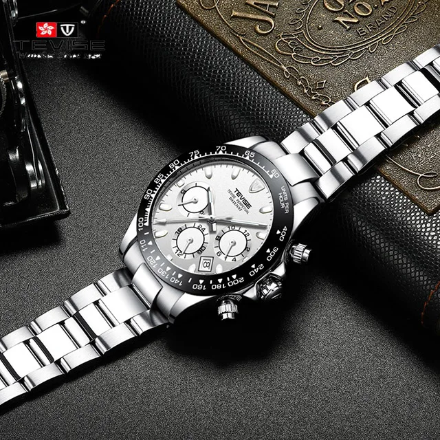 Роскошные брендовые Tevise мужские часы светящиеся автоматические механические часы мужские из нержавеющей стали с календарем деловые наручные часы Relogio Masculino